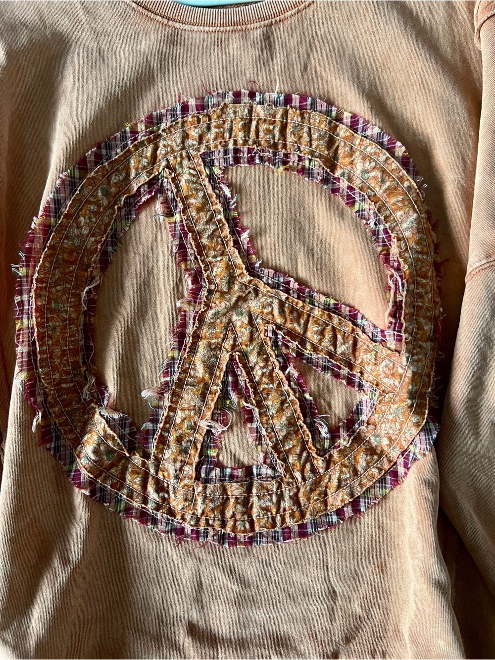 Mittoshop Oversized Patchwork Peace Sign Sweatshirt S/M ✨ - Picture 5 of 13